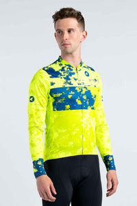 Men's High-Viz Yellow Long Sleeve Cycling Jersey - Ascent Front View