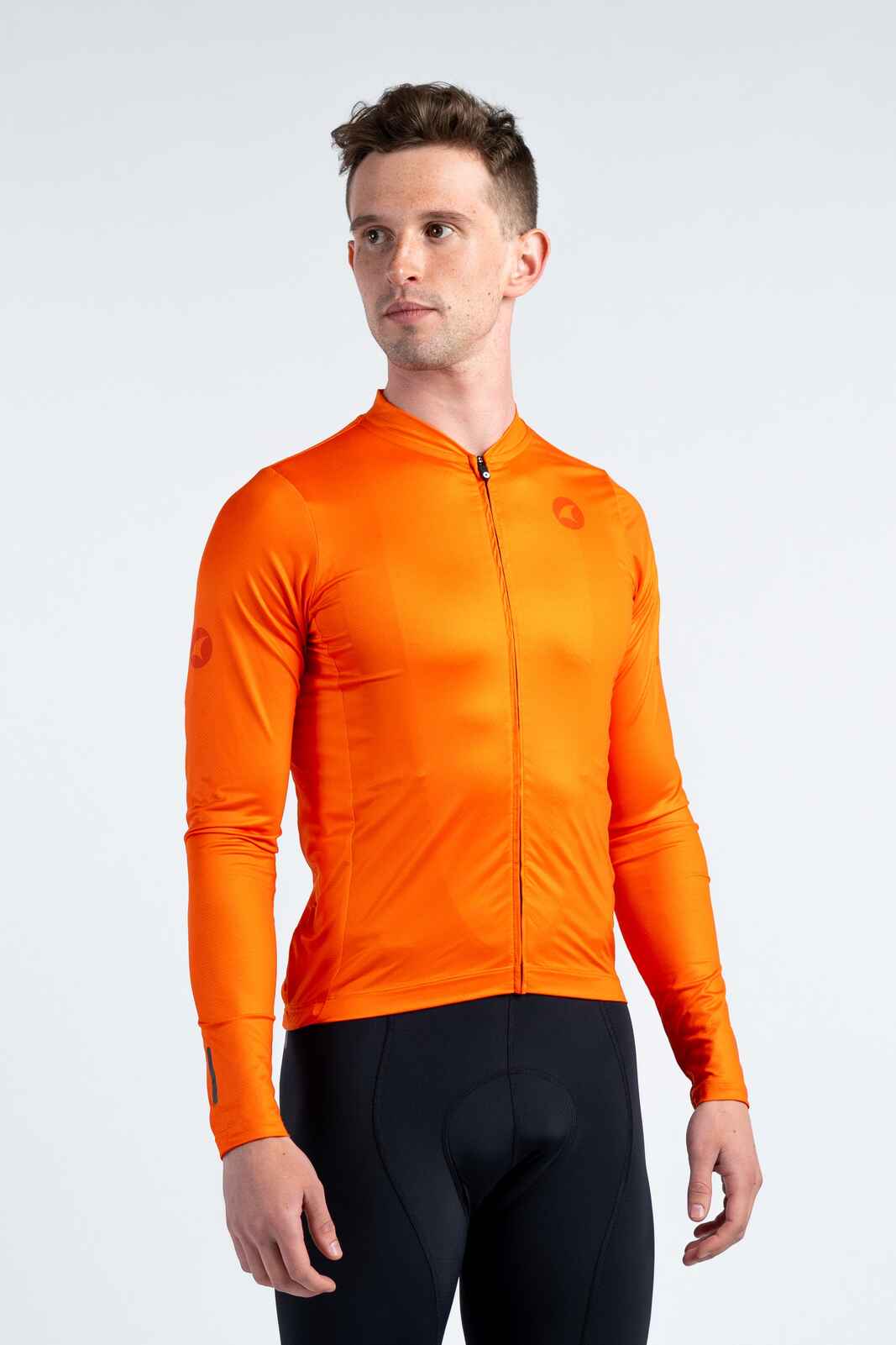 Men's Red/Orange Long Sleeve Cycling Jersey - Ascent Front View