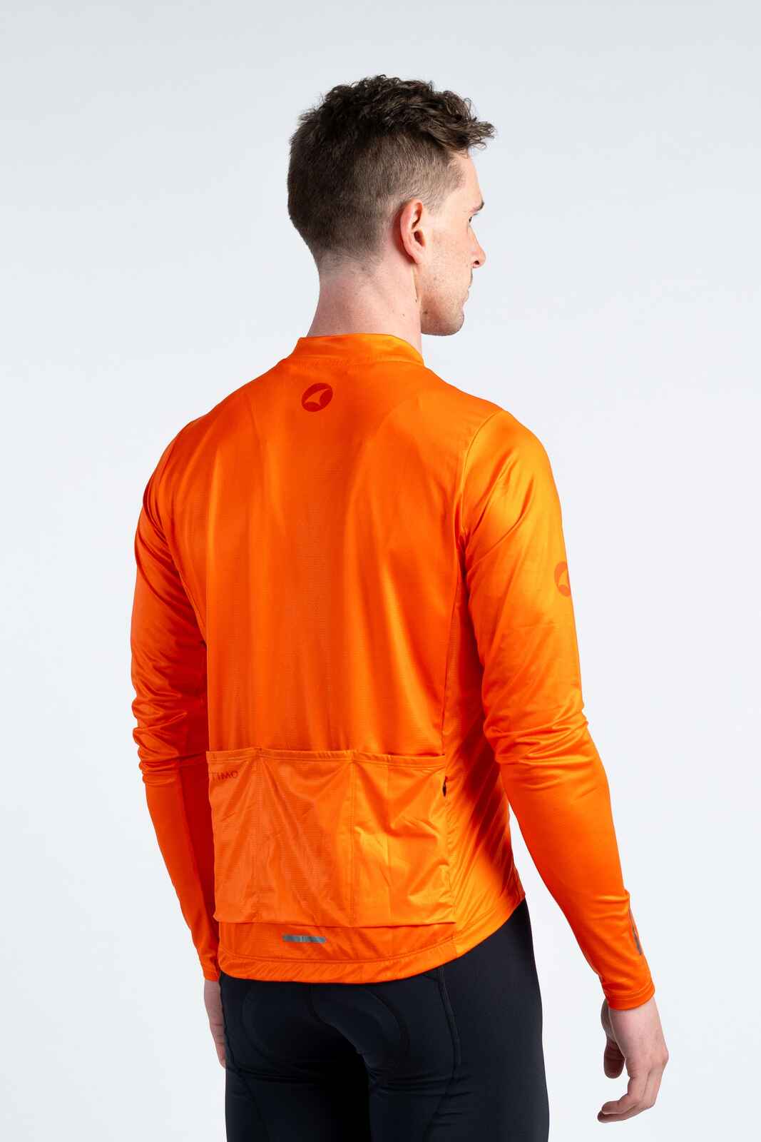Men's Red/Orange Long Sleeve Cycling Jersey - Ascent Back View