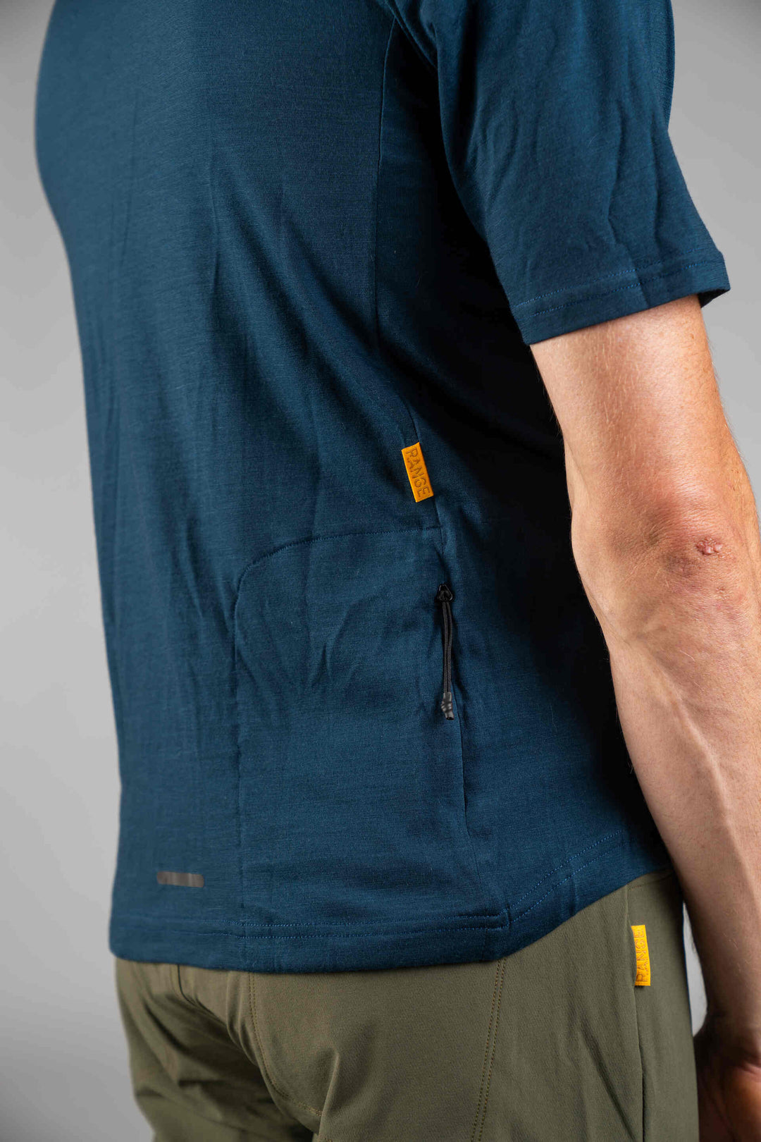 Men's Navy Blue Merino Wool MTB Tee - Back Pockets