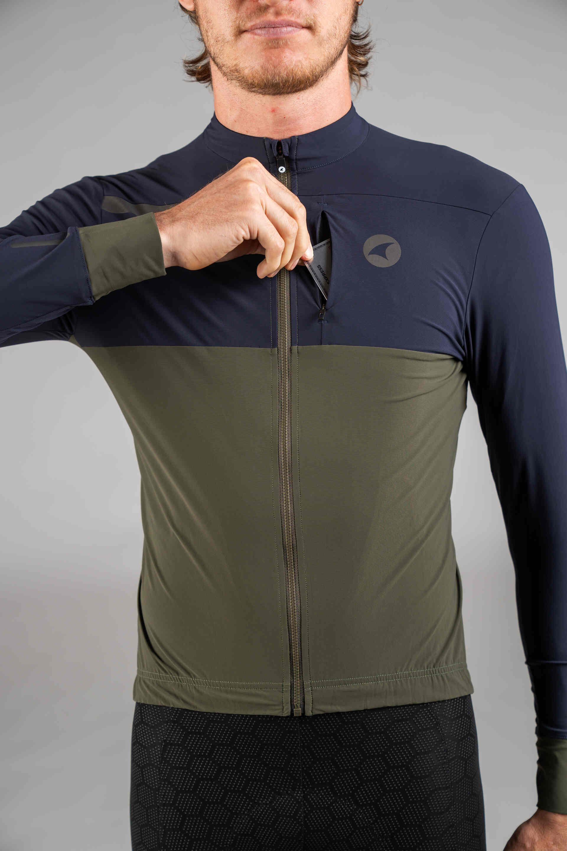 Men's Range Cargo Long Sleeve Gravel Cycling Jersey - Front Pocket