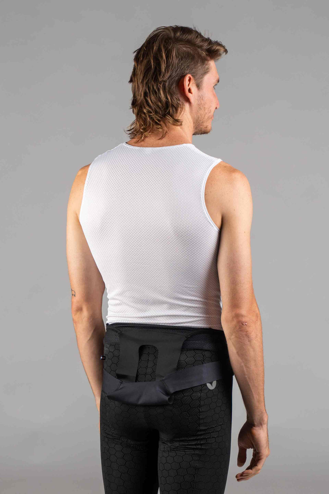Men's White Sleeveless Cycling Base Layer - Zero-Weight Back View