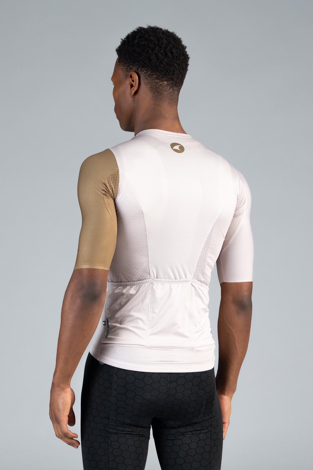 Men's Summit Aero Sand Dune White Cycling Jersey - Back View