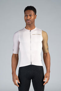 Men's Summit Aero Sand Dune White Cycling Jersey - Front View