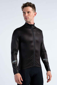 Men's Black Thermal Cycling Jersey - Front View