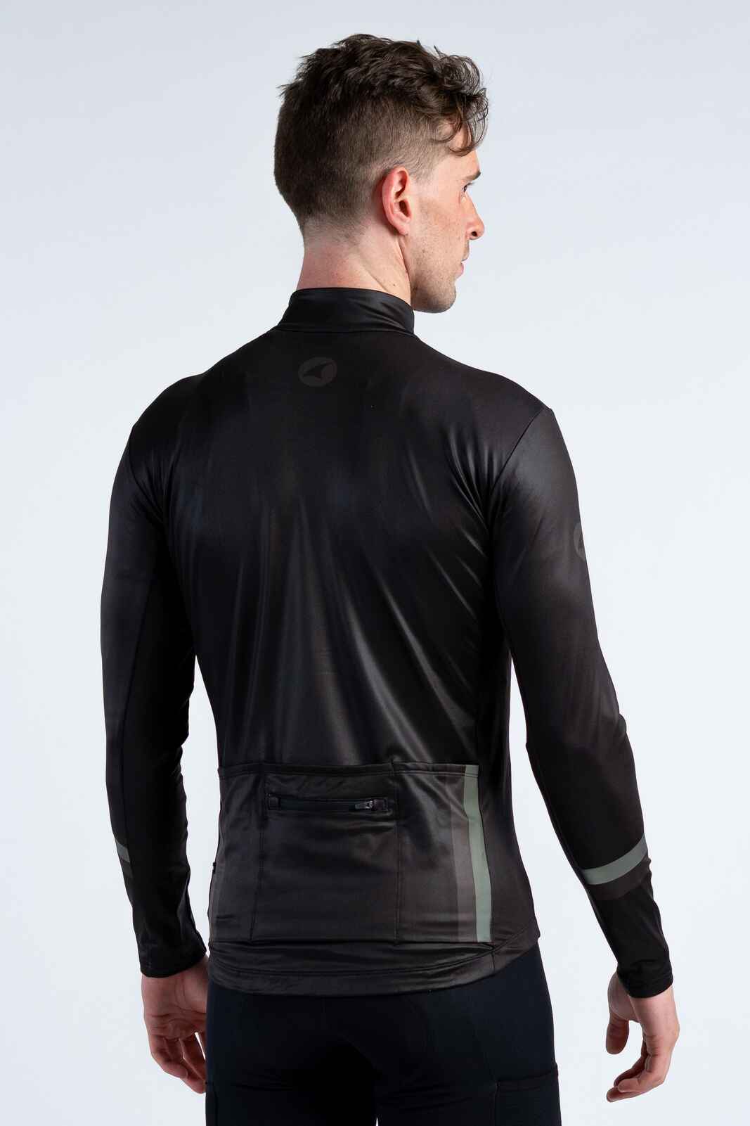 Men's Black Thermal Cycling Jersey - Back View