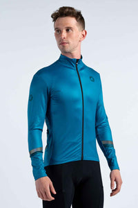 Men's Teal Thermal Cycling Jersey - Front View