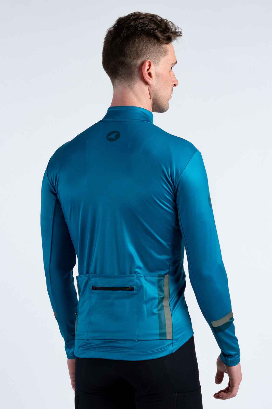 Men's Teal Thermal Cycling Jersey - Front View
