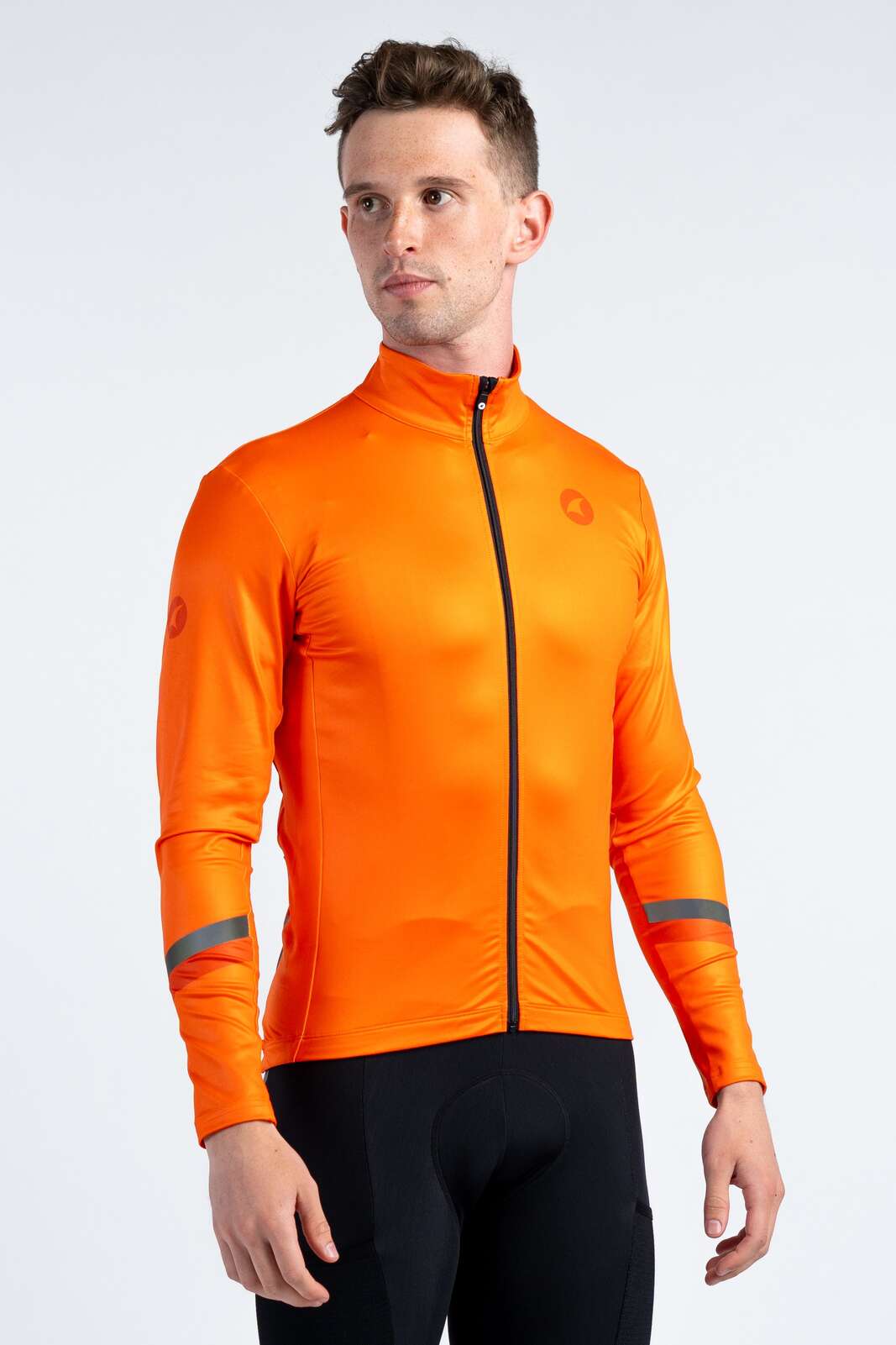 Men's Red/Orange Thermal Cycling Jersey - Front View