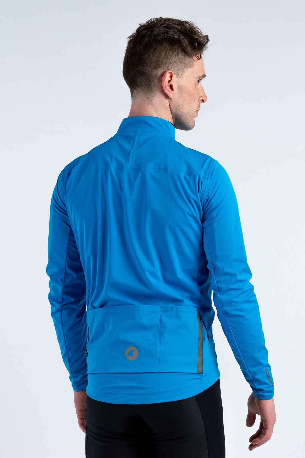 Men's Blue Cycling Jacket for Cold Wet Weather - Back View