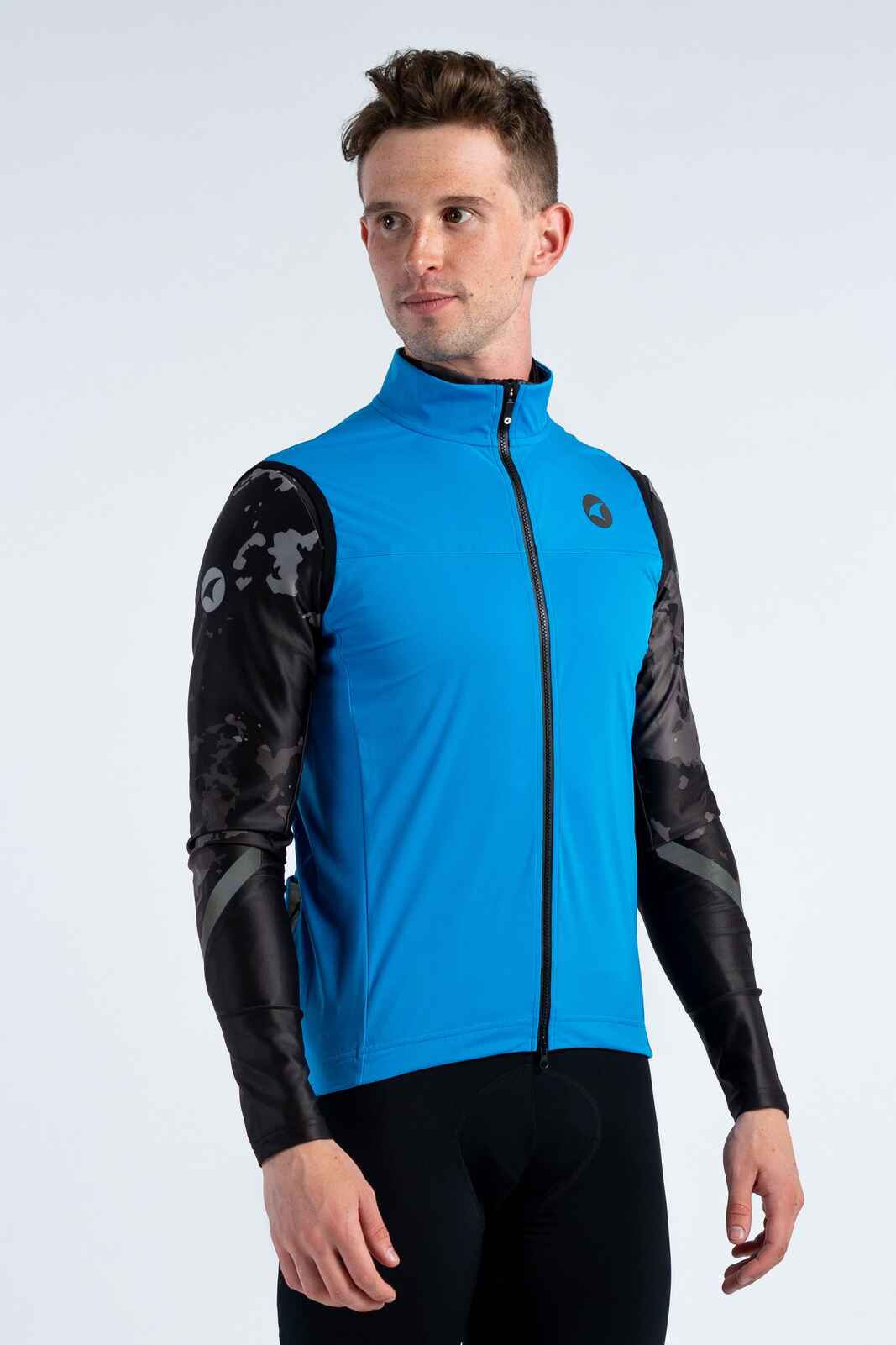 Men's Bright Blue Cycling Vest - Storm+ Front View