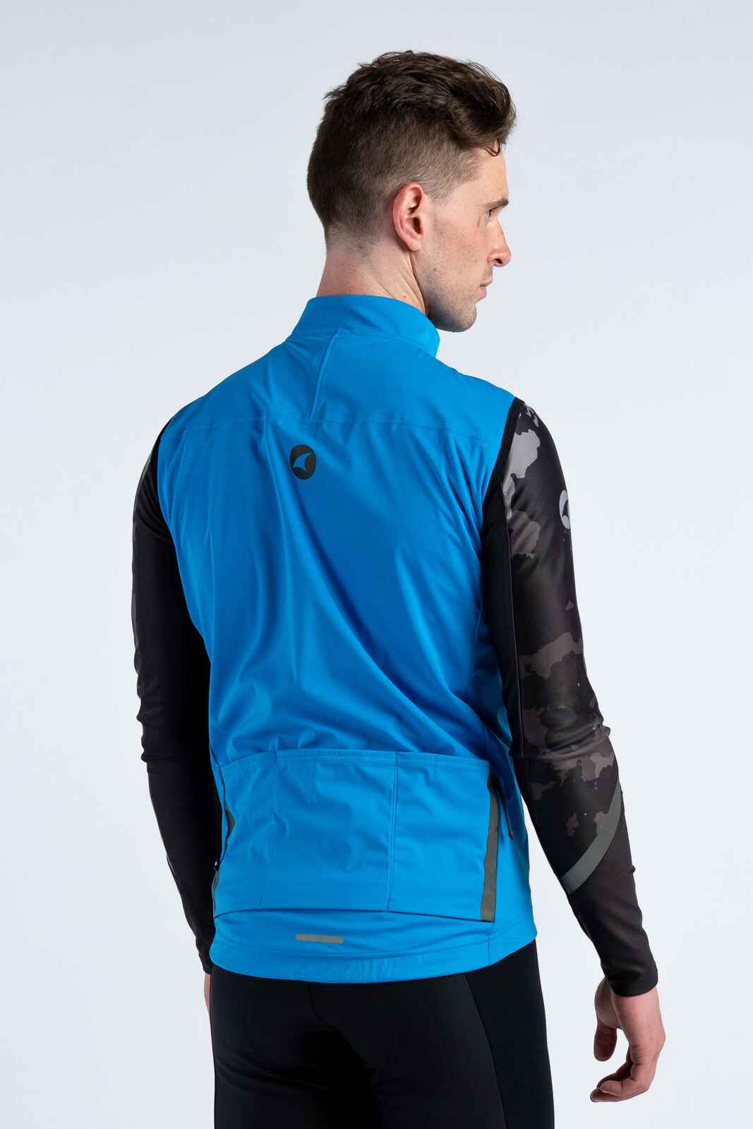 Men's Bright Blue Cycling Vest - Storm+ Back View