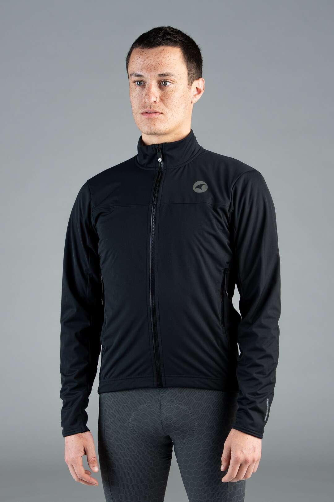 Men's Black Winter Cycling Jacket - Front View