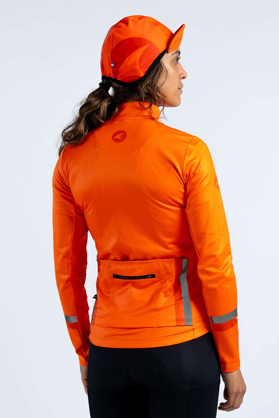 Women's Red/Orange Winter Cycling Cap - Back View