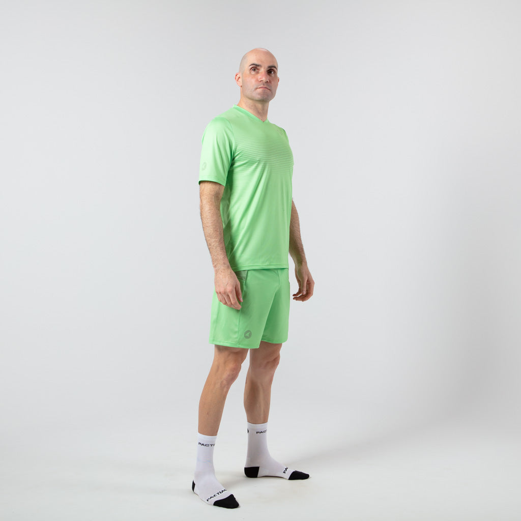 Men's Line Green Running Shirt - Side View 