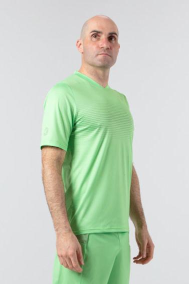 Men's Line Green Running Shirt - Side View 