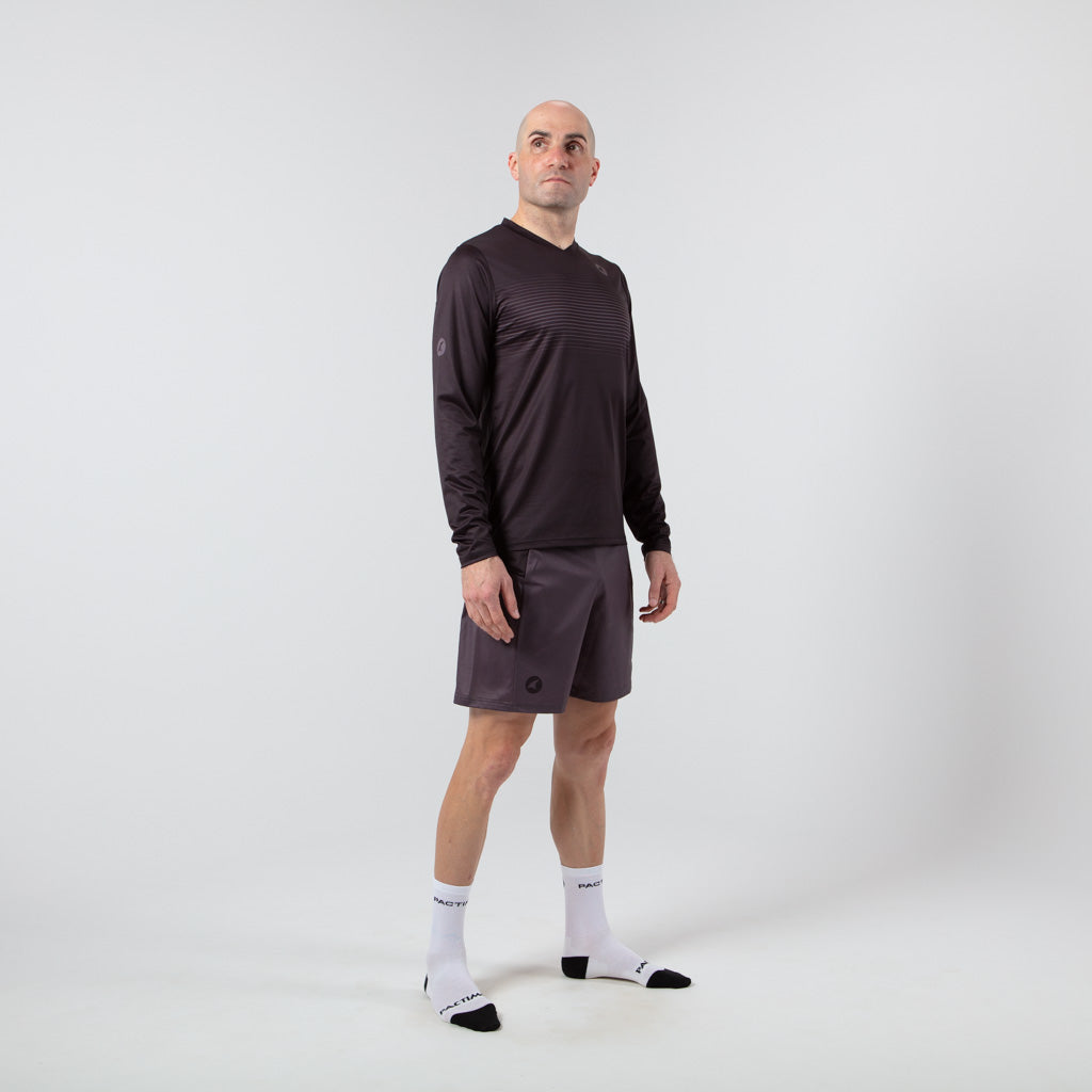 Men's Long Sleeve Running Shirt - on body Right View #color_charcoal