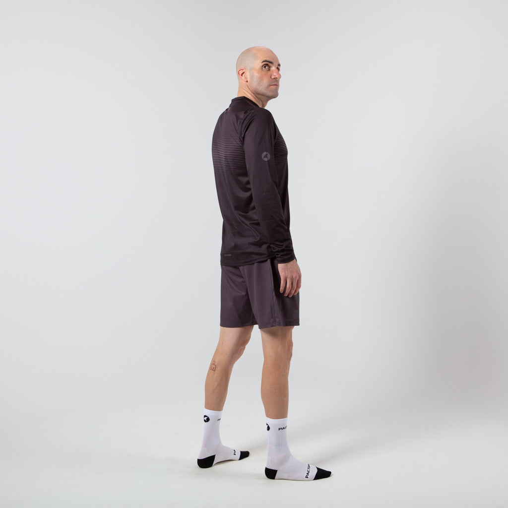 Men's Black Long Sleeve Running Shirt - Side View 