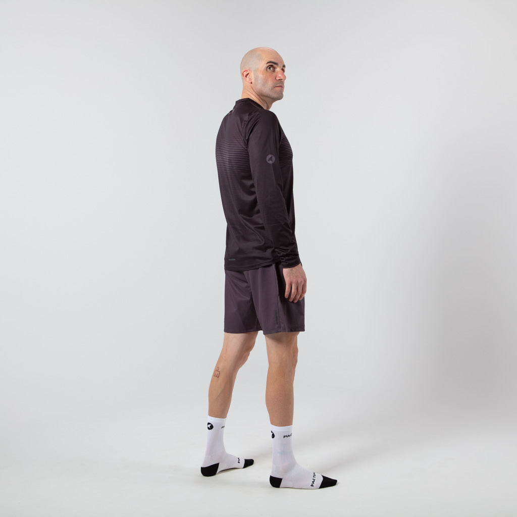 Men's Long Sleeve Running Shirt - on body Side View #color_charcoal