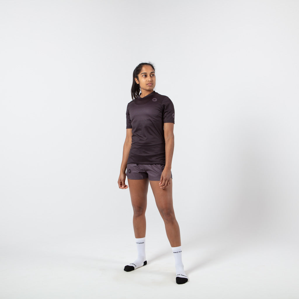 Women's Black Running Shirt - Front View 