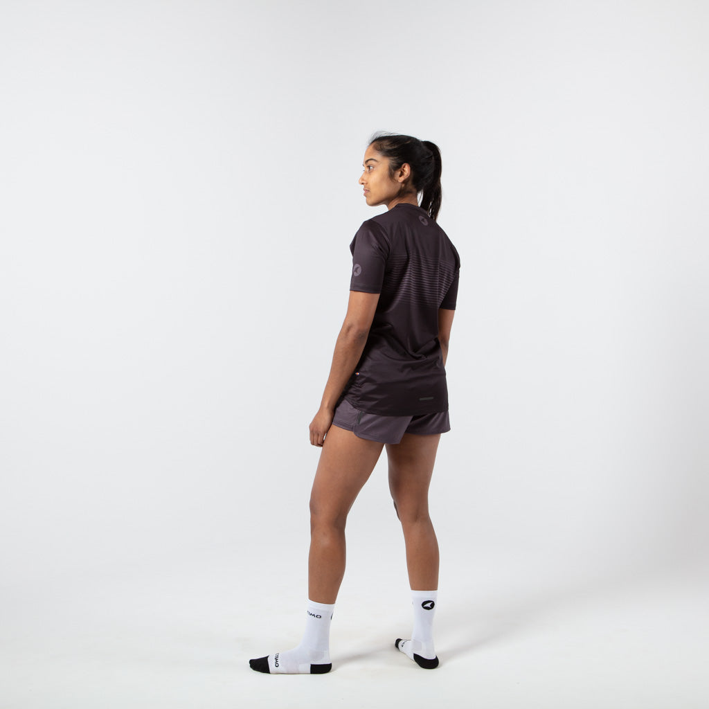 Women's Black Running Shirt - Back Left View