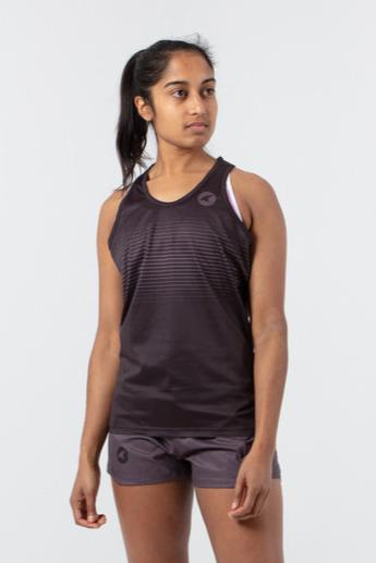 Women's Black Running Singlet - Front View 