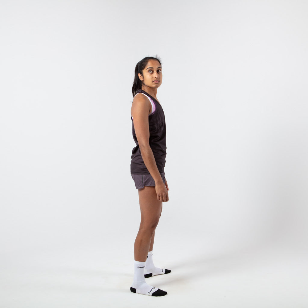 Women's Black Running Singlet - Side View