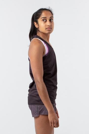 Women's Black Running Singlet - Side View