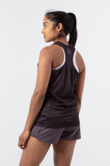 Women's Black Running Singlet - Back Left View