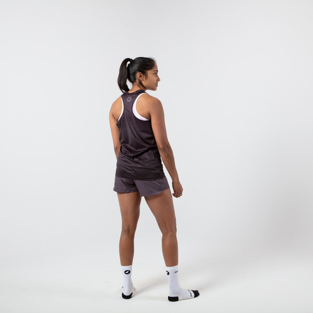 Women's Black Running Singlet - Back View