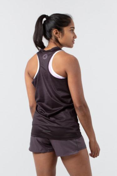 Women's Black Running Singlet - Back View