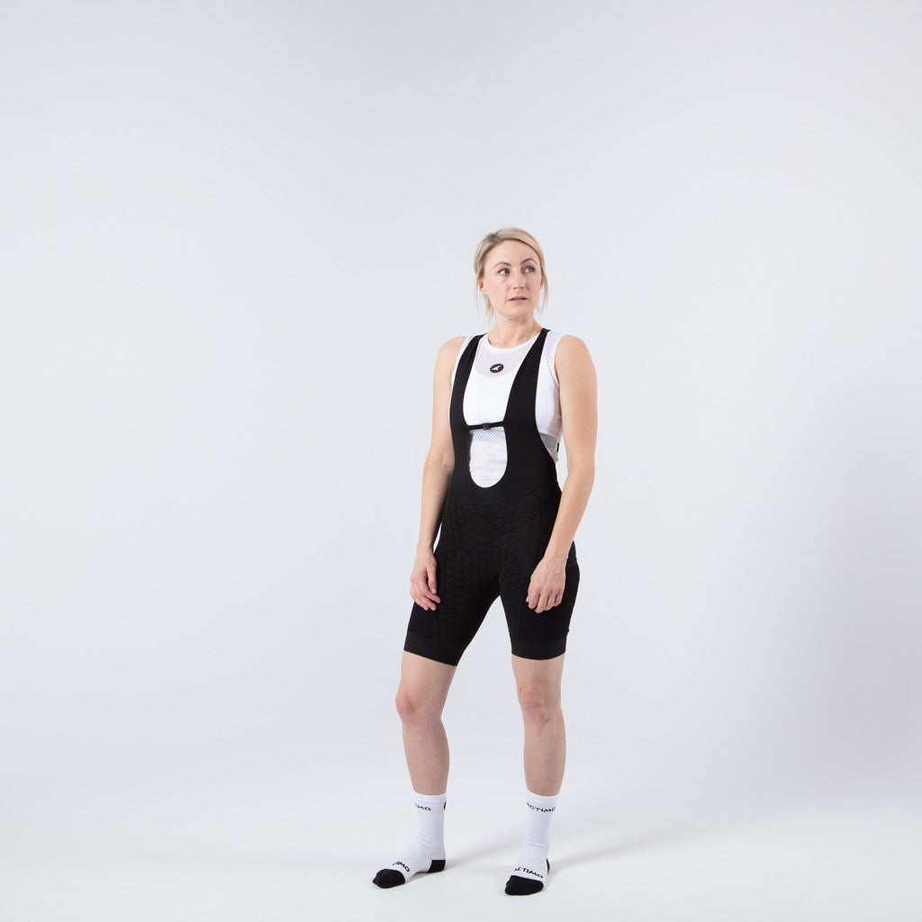 Women's Black 12-Hour Summit Stratos Cycling Bibs - Front View