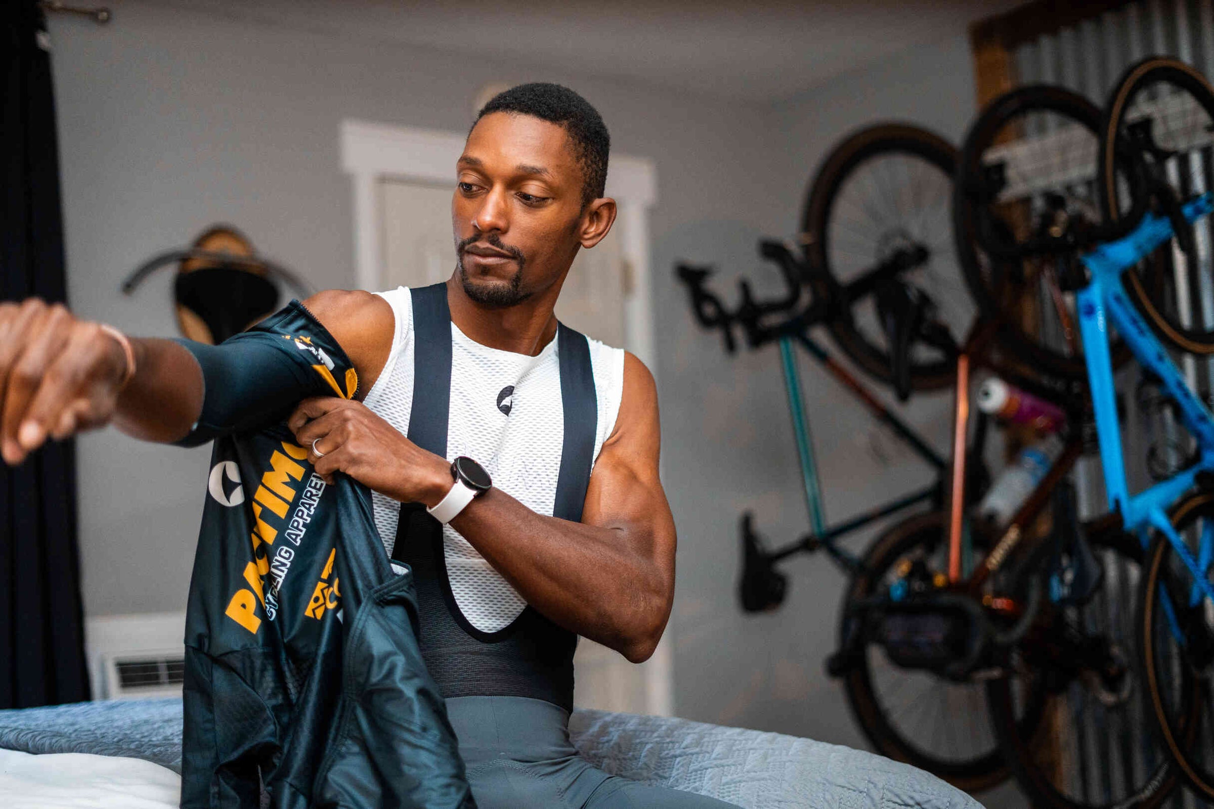 Cyclist Getting Ready for a Ride