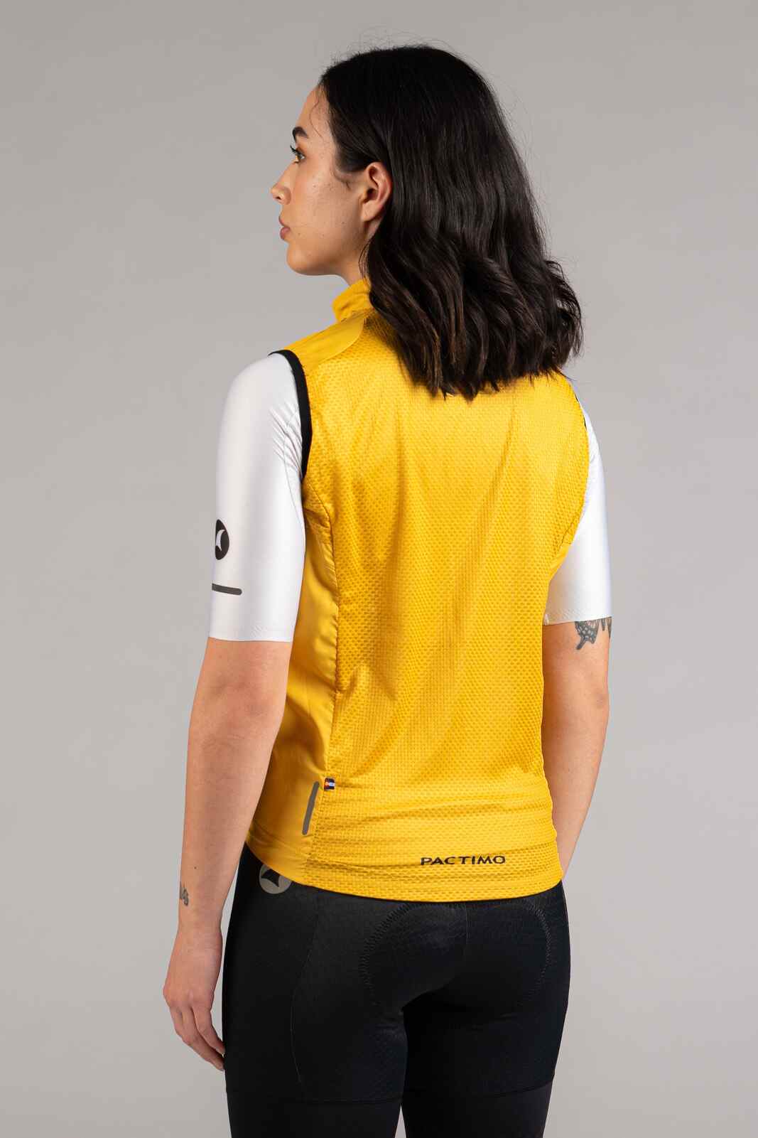 Women's Golden Yellow Packable Cycling Wind Vest - Back View