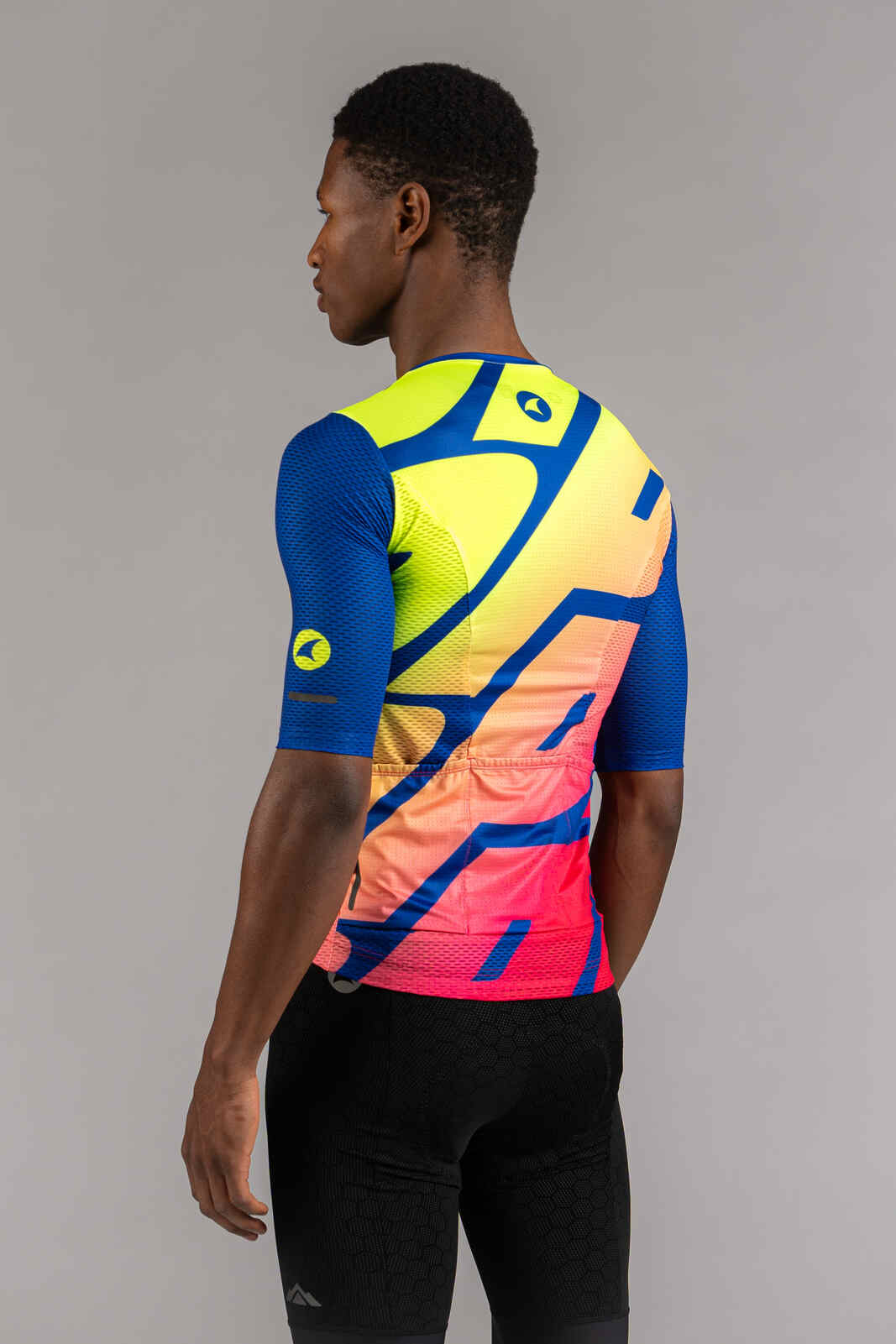 Men's High-Viz Blue Mesh Cycling Jersey - Back View