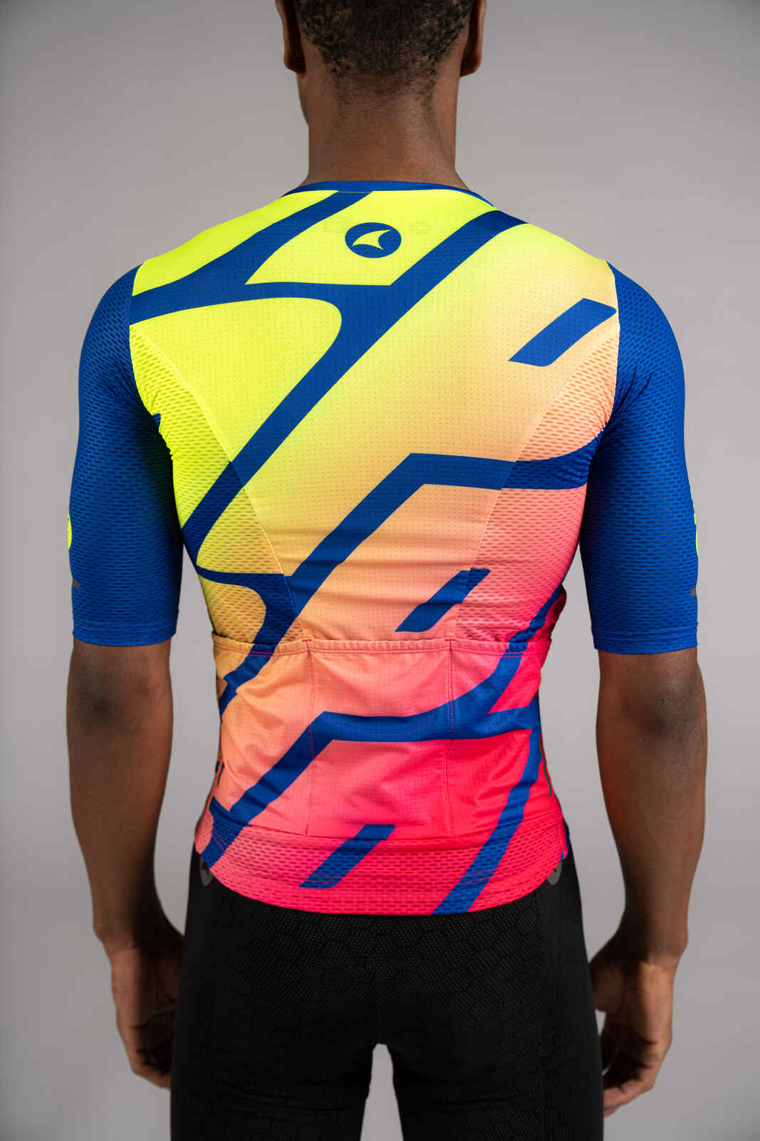 Men's High-Viz Blue Mesh Cycling Jersey - Back Pockets