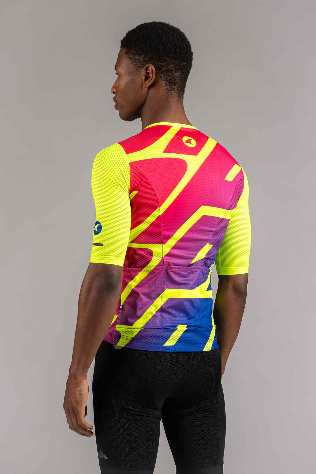 Men's High-Viz Yellow Mesh Cycling Jersey - Back View