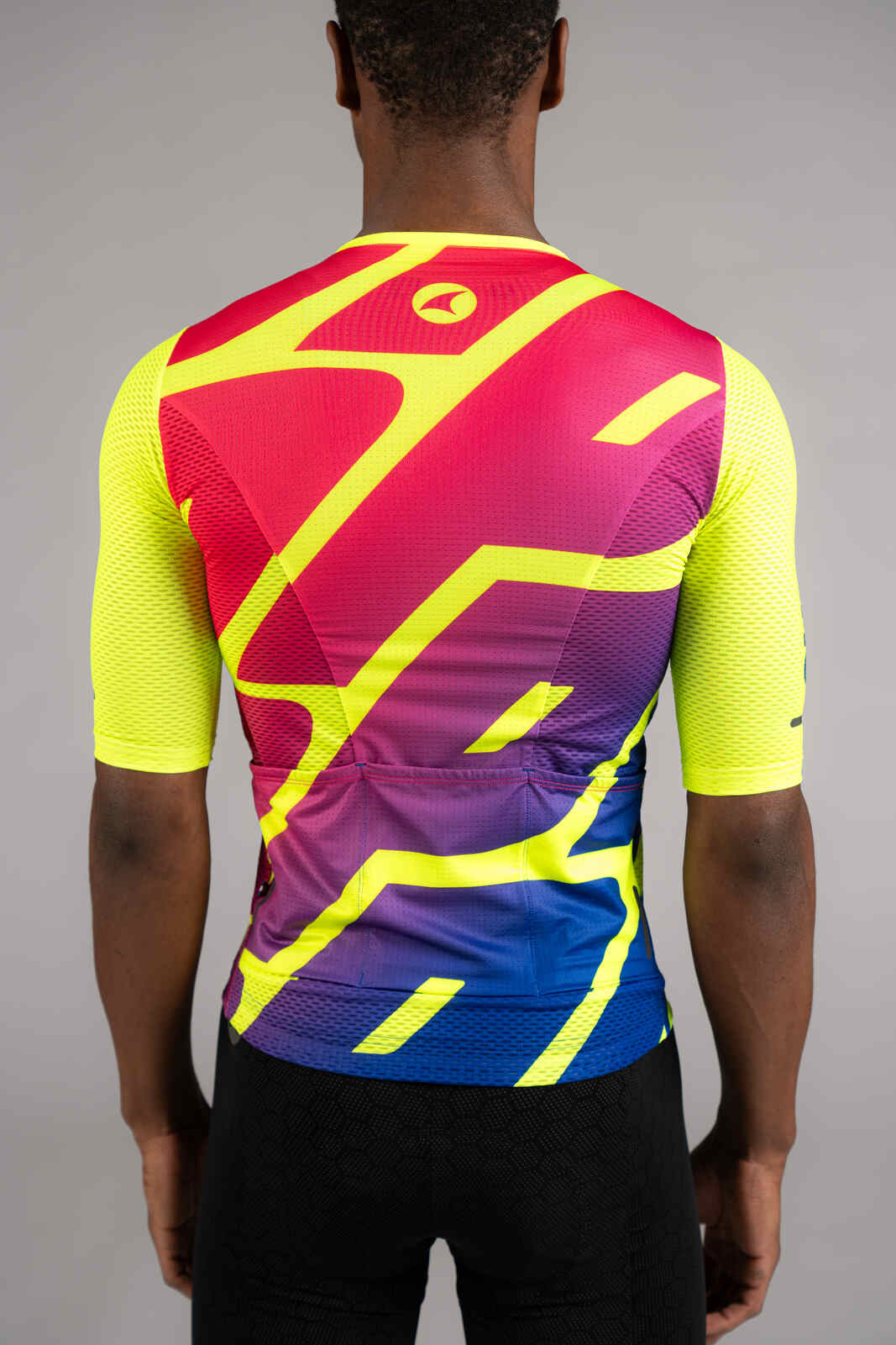 Men's High-Viz Yellow Mesh Cycling Jersey - Back Fabric Close-Up