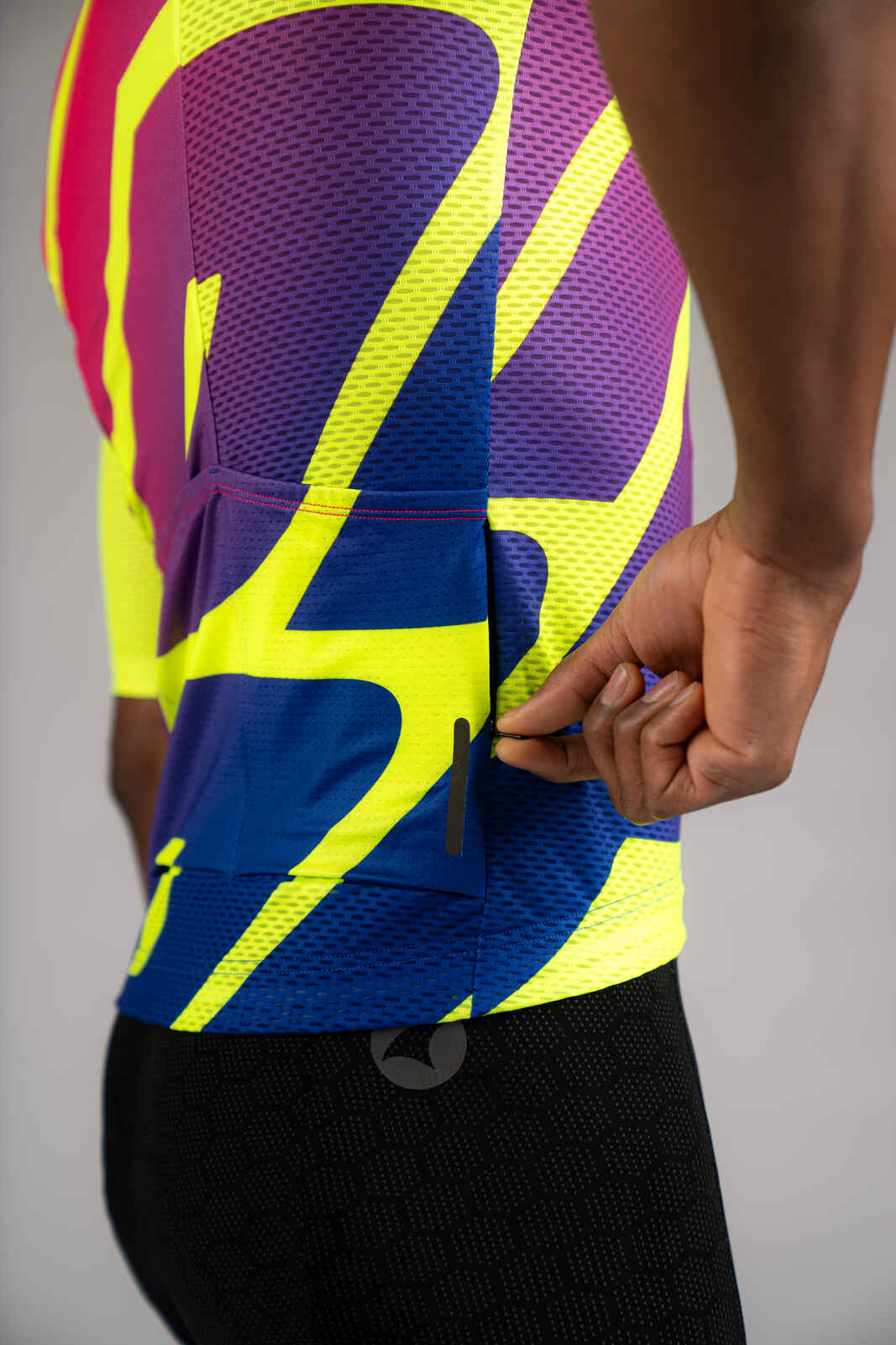 Men's High-Viz Yellow Mesh Cycling Jersey - Zippered Valuables Pocket