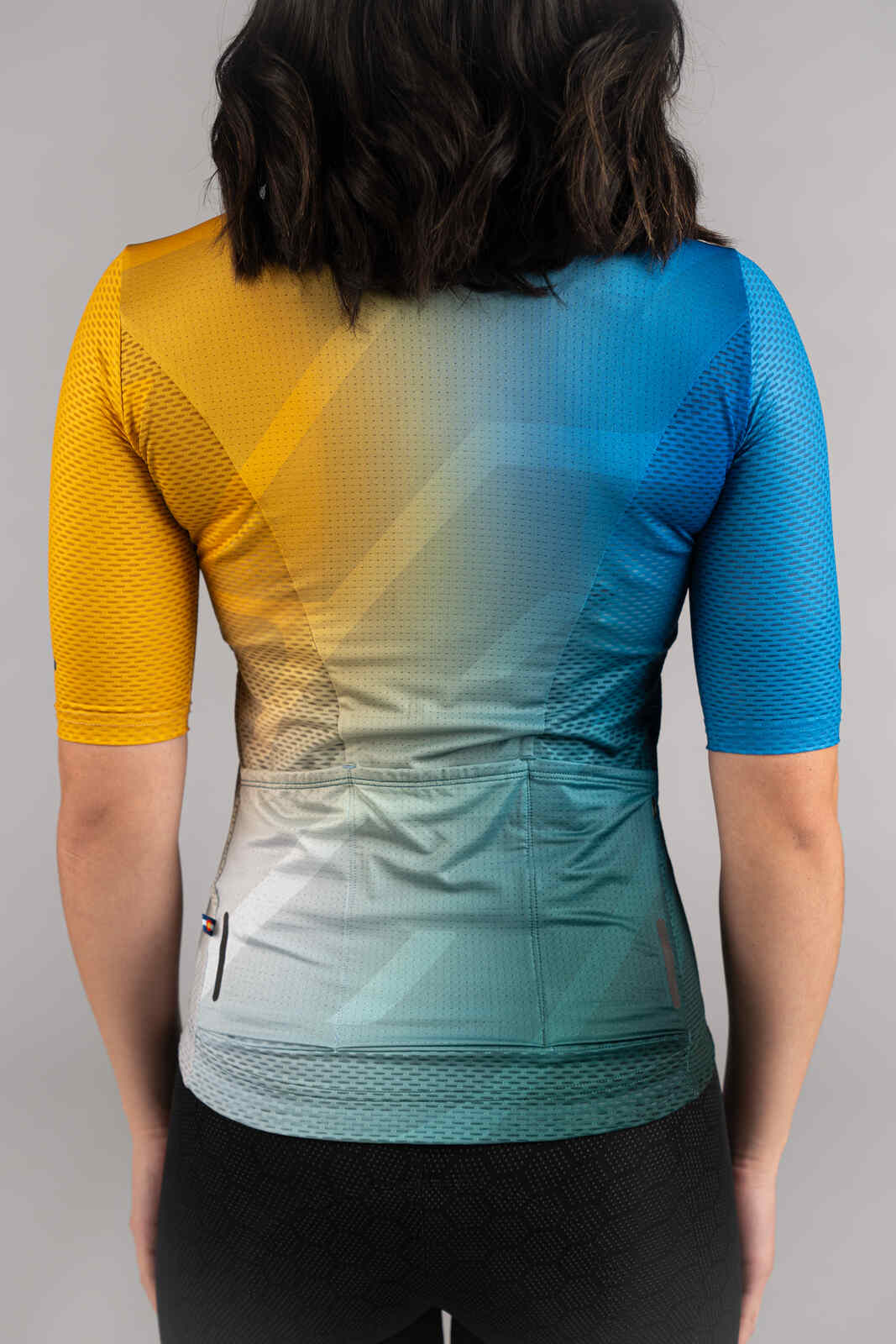Women's Blue Ombre Mesh Cycling Jersey - Back Pockets