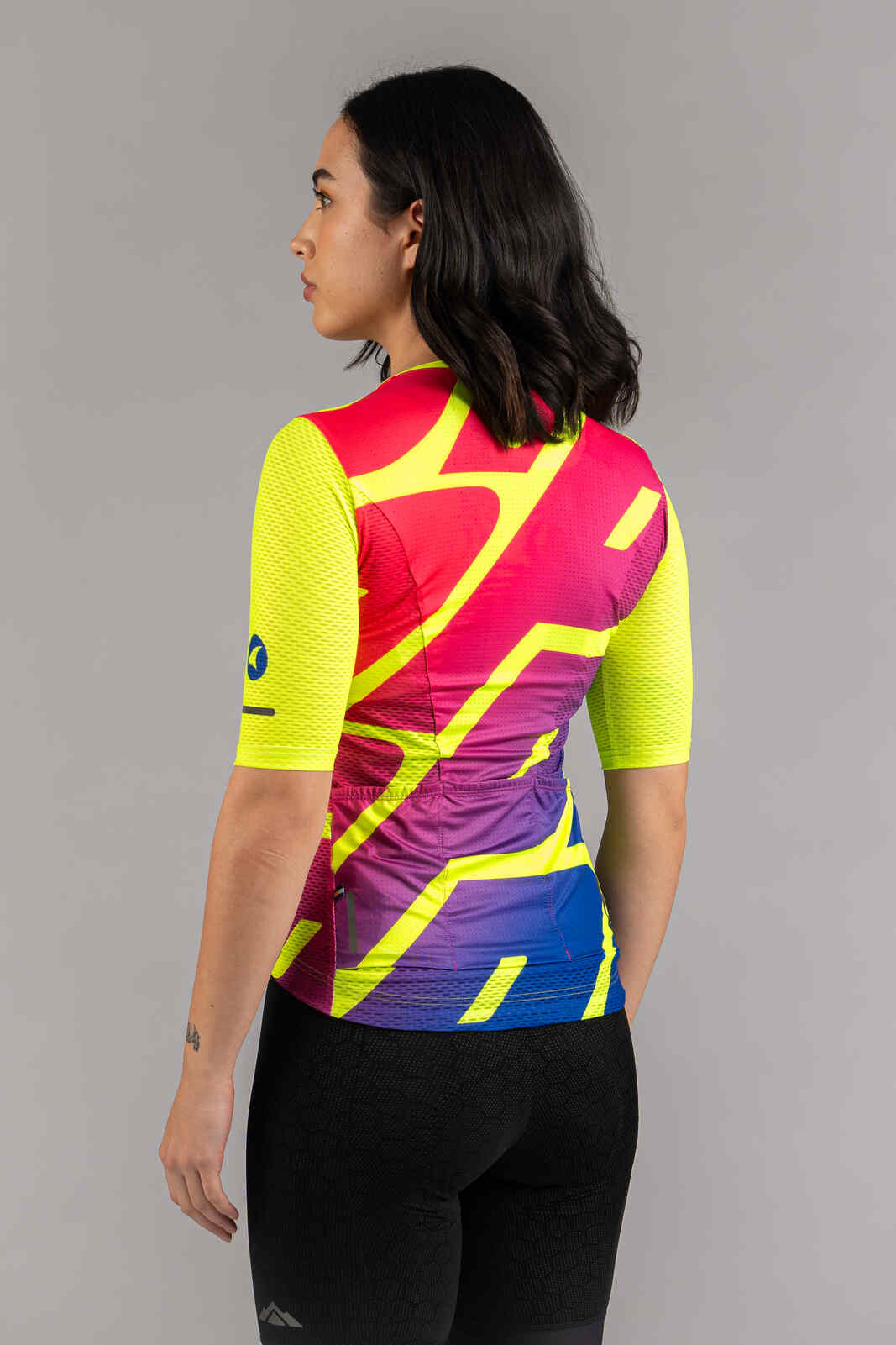 Women's High-Viz Yellow Mesh Cycling Jersey - Back View