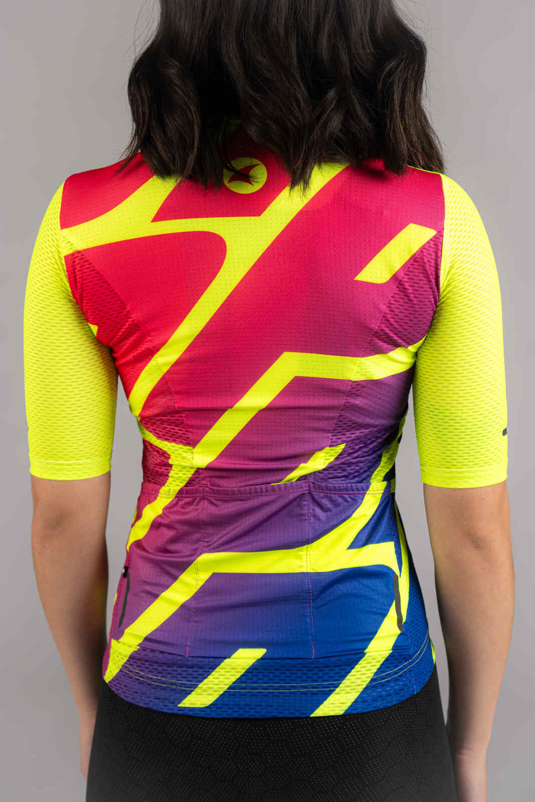 Women's High-Viz Yellow Mesh Cycling Jersey - Back Pockets