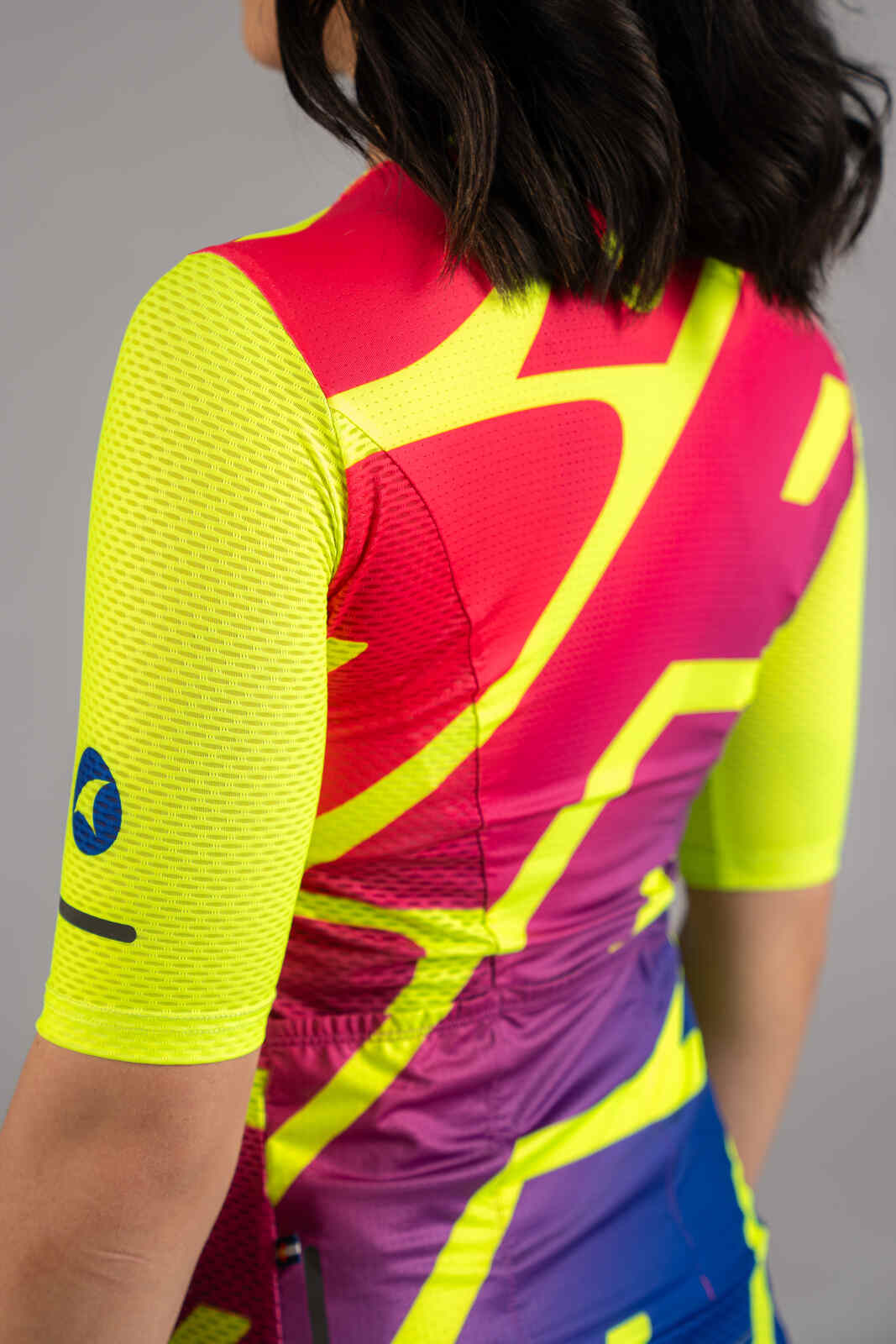 Women's High-Viz Yellow Mesh Cycling Jersey - Mesh Fabric Close-Up