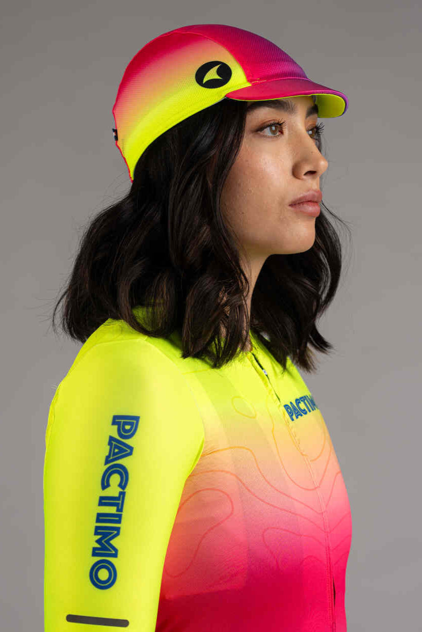 Moisture-Wicking Cycling Cap in High-Viz Yellow Ombre Design