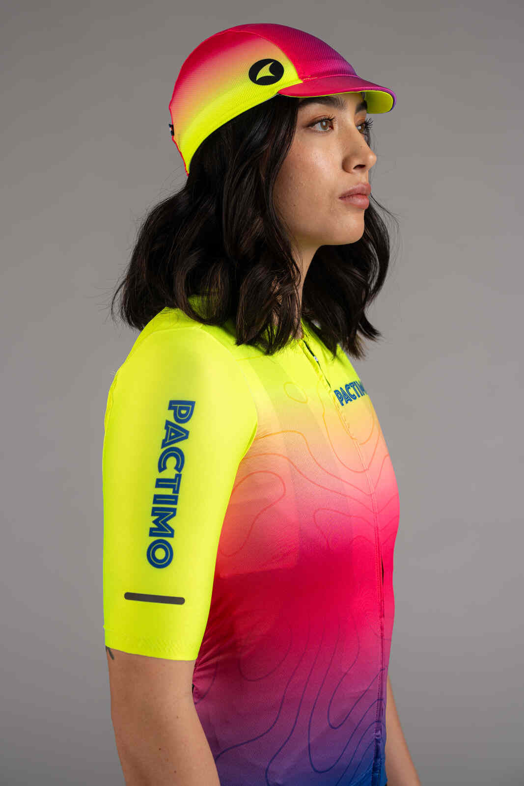 Moisture-Wicking Cycling Cap in High-Viz Yellow Ombre Design