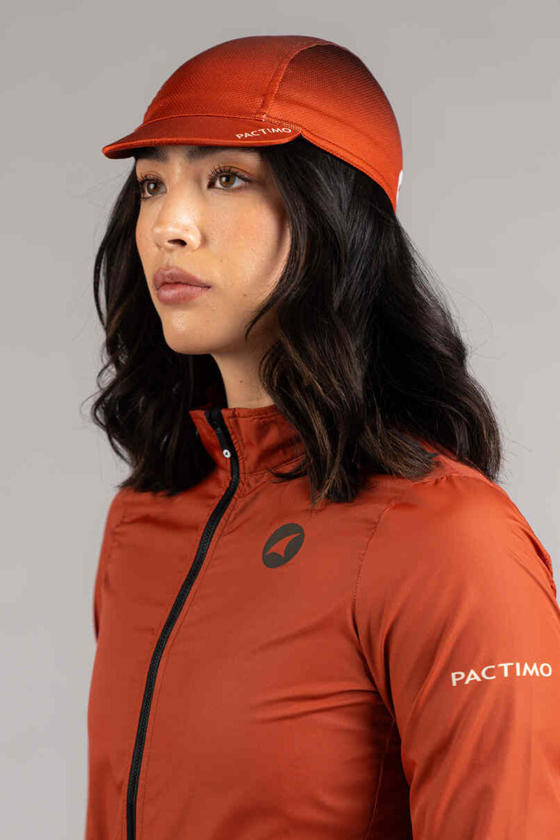 Burnt Orange Moisture-Wicking Cycling Cap with Visor