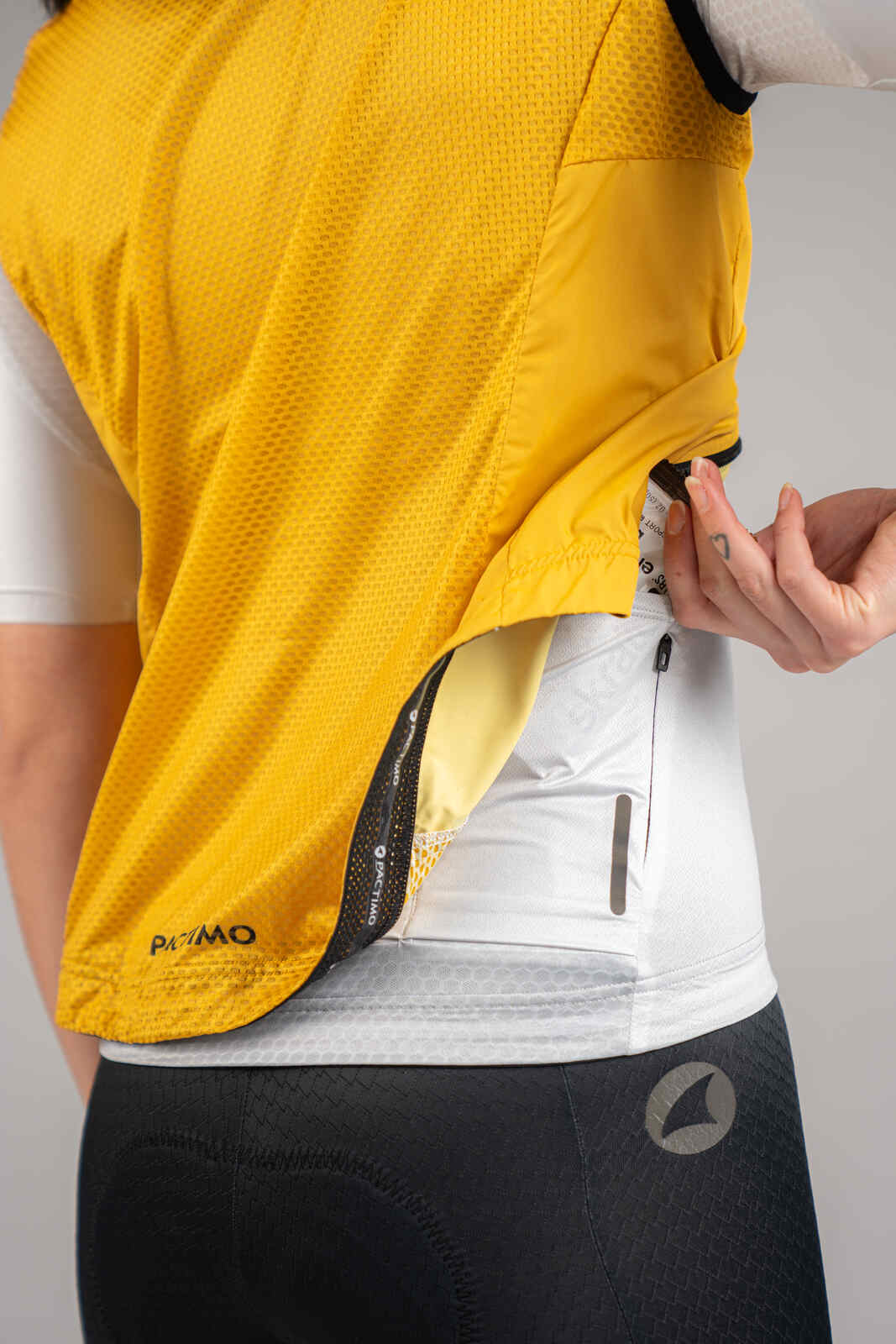 Women's Golden Yellow Packable Cycling Wind Vest - Back Pocket Access