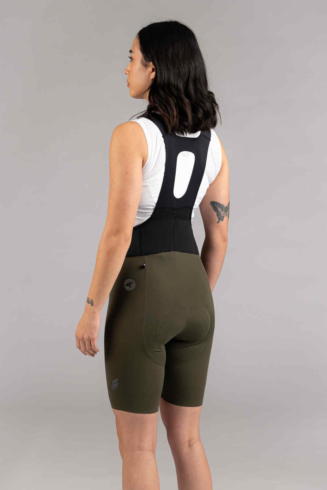 Women's Olive Green Cycling Bibs - Flyte Back View