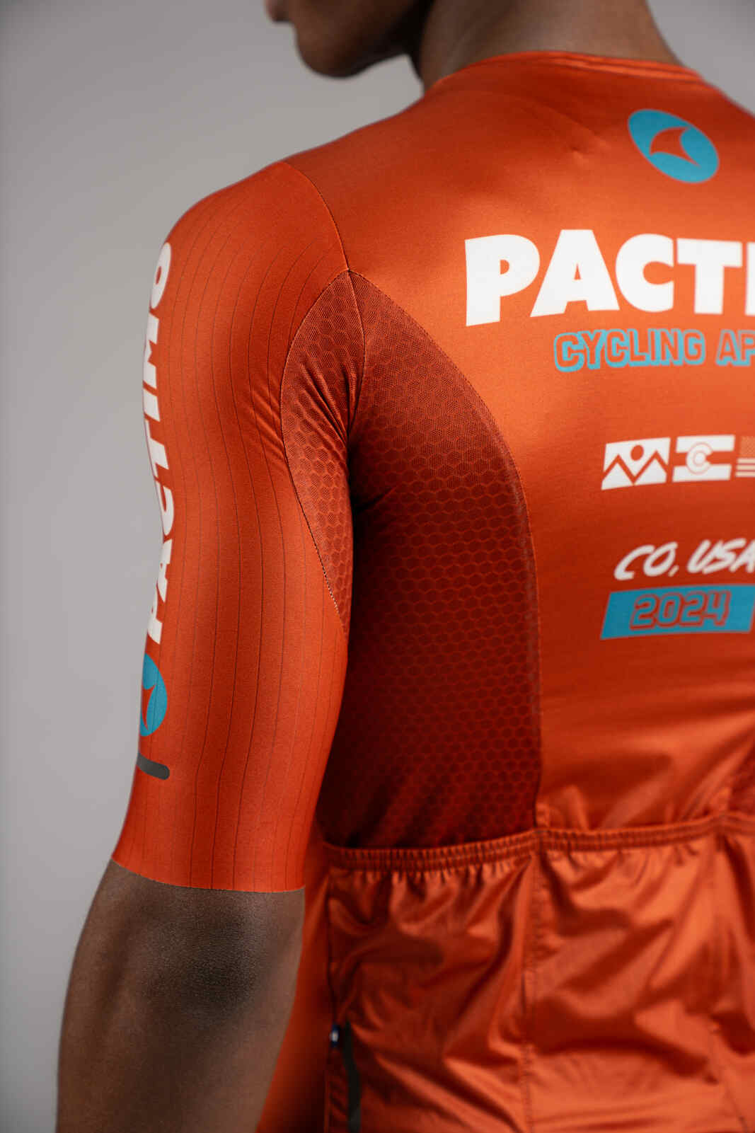 Men's Burnt Orange Flyte Cycling Jersey - Fabric Close-Up