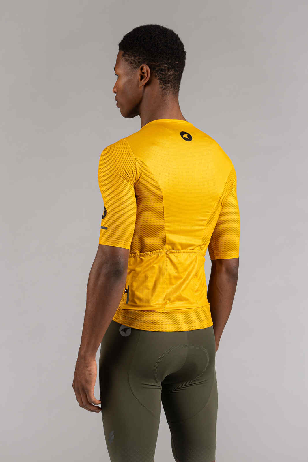 Men's Golden Yellow Mesh Cycling Jersey - Back View
